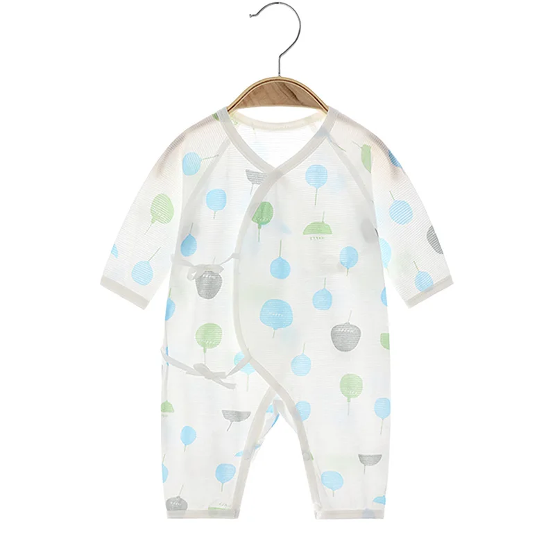 Baby Baumwoll-Strampler Sommer Ultra-Dünn Nahtlos Neugeborenen Jacquard Hohl-Strampler Langarm Klimaanlagen-Kleidung Baby Image