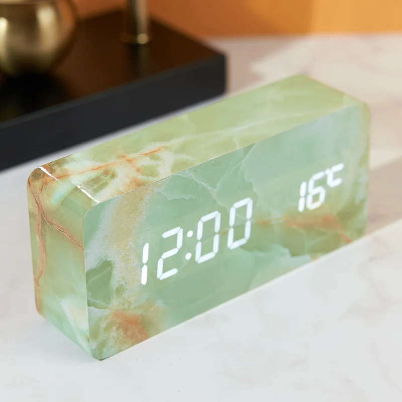 Imitation marble pattern creative electronic clock alarm clock ornament table clock digital electronic clock desktop table clock