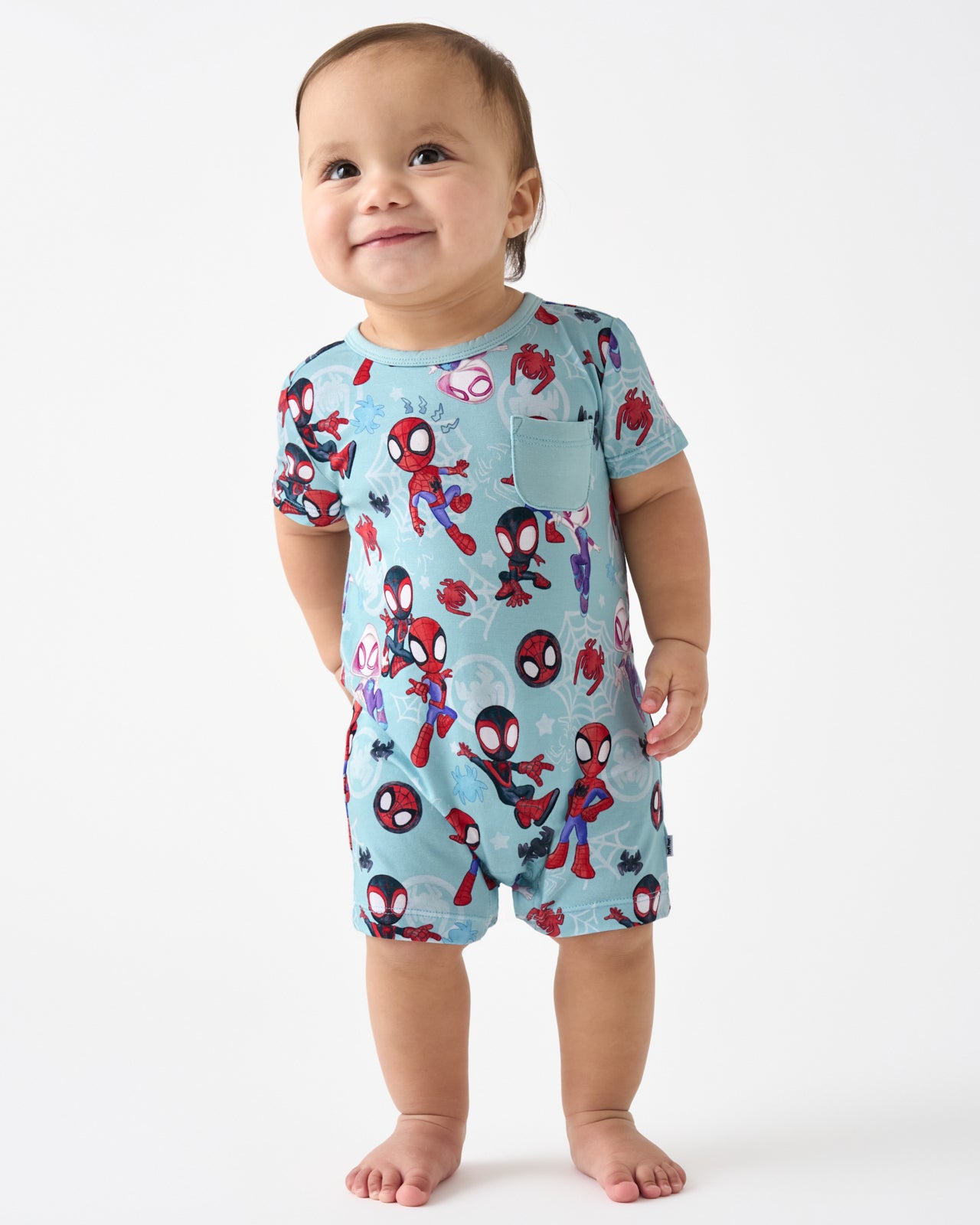 Spidey & His Amazing Friends Tiny Webs Pocket Bamboo Baby Romper - Short-Sleeves & Shorts - 6-12 months