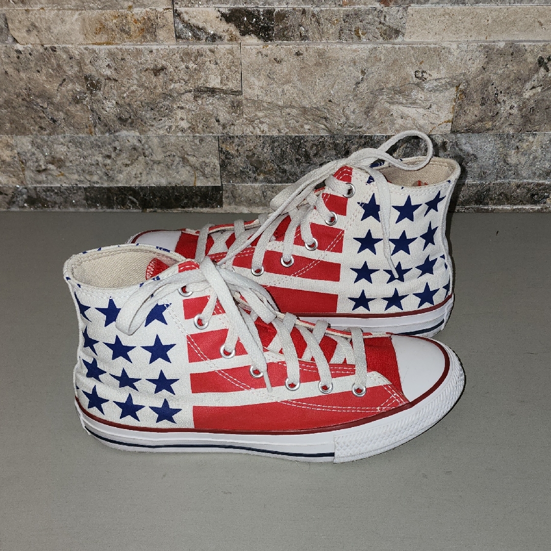 Converse Shoes | Converse All Star Red White And Blue Star High-Top Sneakers | Color: Red/White | Size: 4g