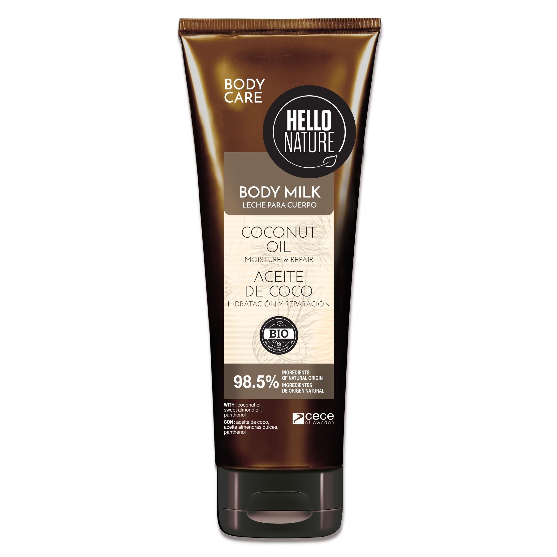 Hello Nature Body Milk Lotion per la cura del corpo con olio di cocco