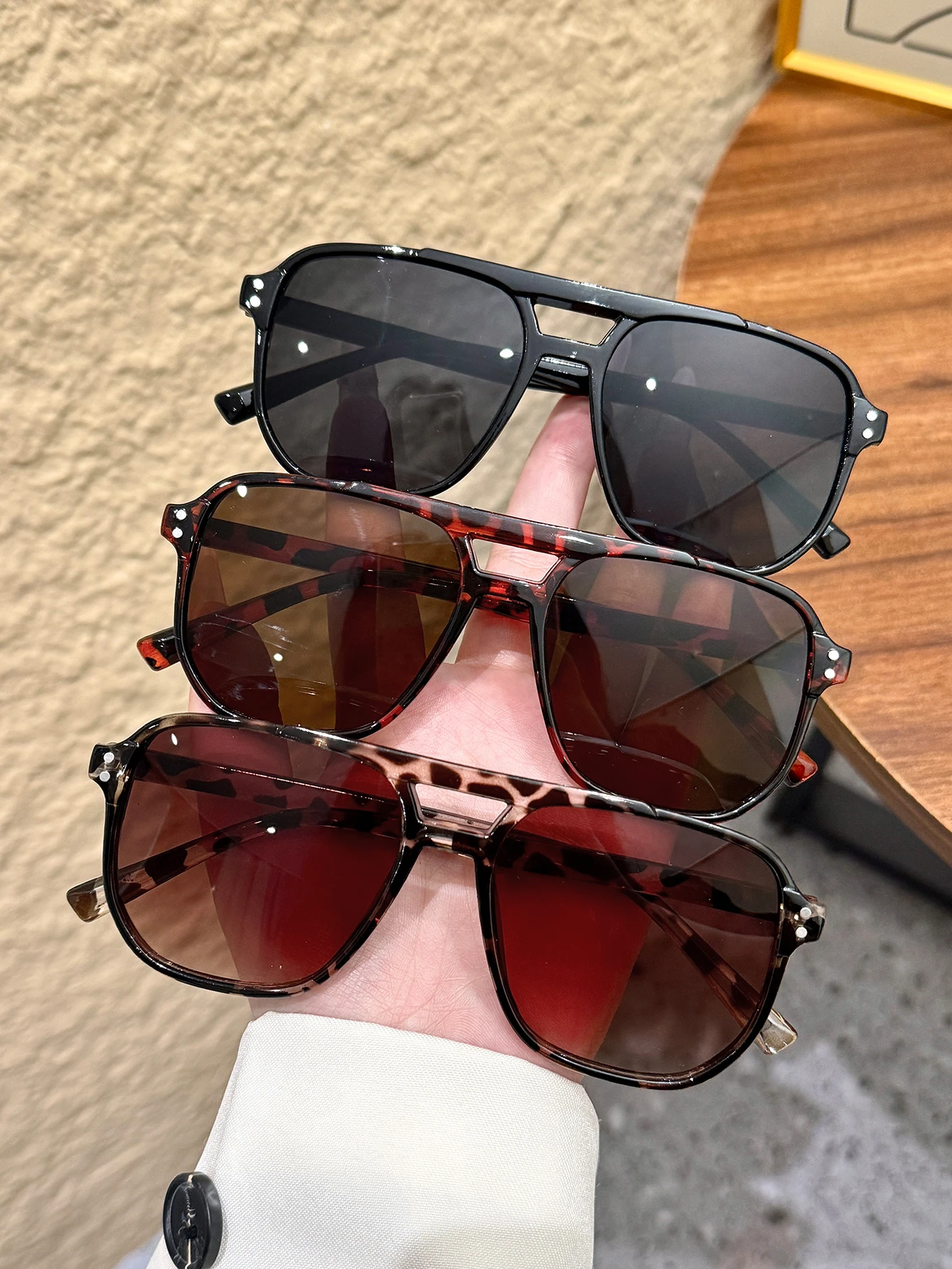3er-Set Retro Designer-Sonnenbrillen für Herren und Damen – Quadratische UV400-Schutzbrillen für Outdoor-Aktivitäten Image