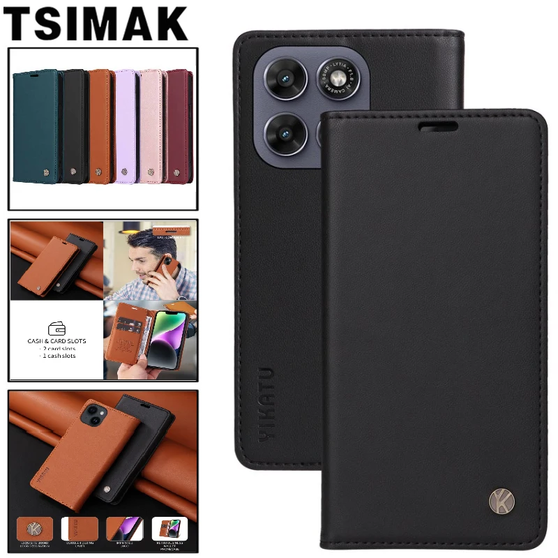 Leder Flip Cover für Moto G57 G67 G77 Power Case Business Strong Magnet Wallet Card Coque für Motorola Edge 70 X70 Air 5G Hülle Image