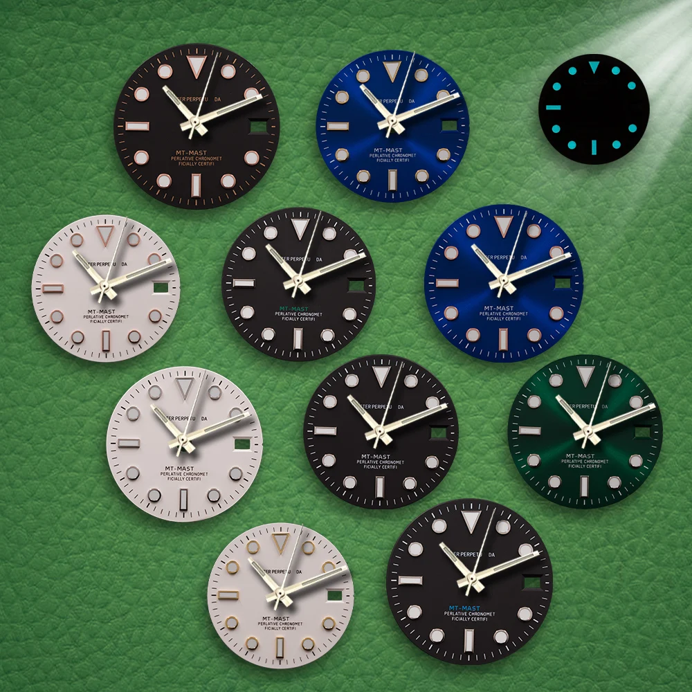28,5mm S-Logo Bedrucktes Logo Neues GMT Schwarzes Zifferblatt Eisblau Leuchtend Passend für NH34 Uhrwerk Modifikationszubehör Image