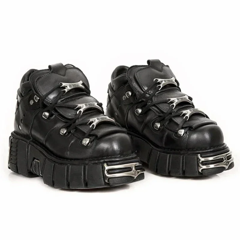 2026 Neue Marke Punk-Stil Damenschuhe Schnürung Absatzhöhe 6CM Plateau-Schuhe Damen Rock-Stiefel Metall-Dekor Damen-Sneakers