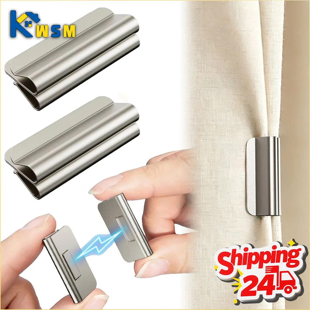 Magnetische Vorhangclips Ohne Bohren Ohne Nähen Starker Halt Vorhanghalter für Verdunkelungsvorhänge Raumverdunkelung Fensterdekoration Zubehör
