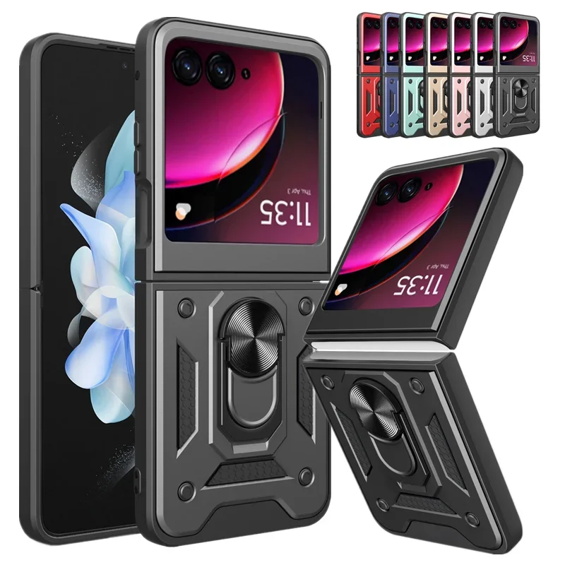 Rüstung Stoßfest Fall Für Motorola Razr 60 50 40 Ultra Moto Razr + Plus 2025 2024 2023 Abdeckung mit Ring Ständer Halter Coque Fundas Image