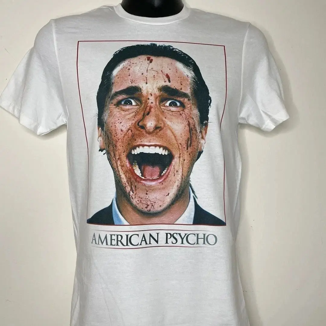 Vintage Film 80er Jahre Tops American Psycho Grafikdruck Kurzarm Lässiges Lockeres Streetwear Y2k Baumwoll Hip-Hop T-Shirt Unisex Image