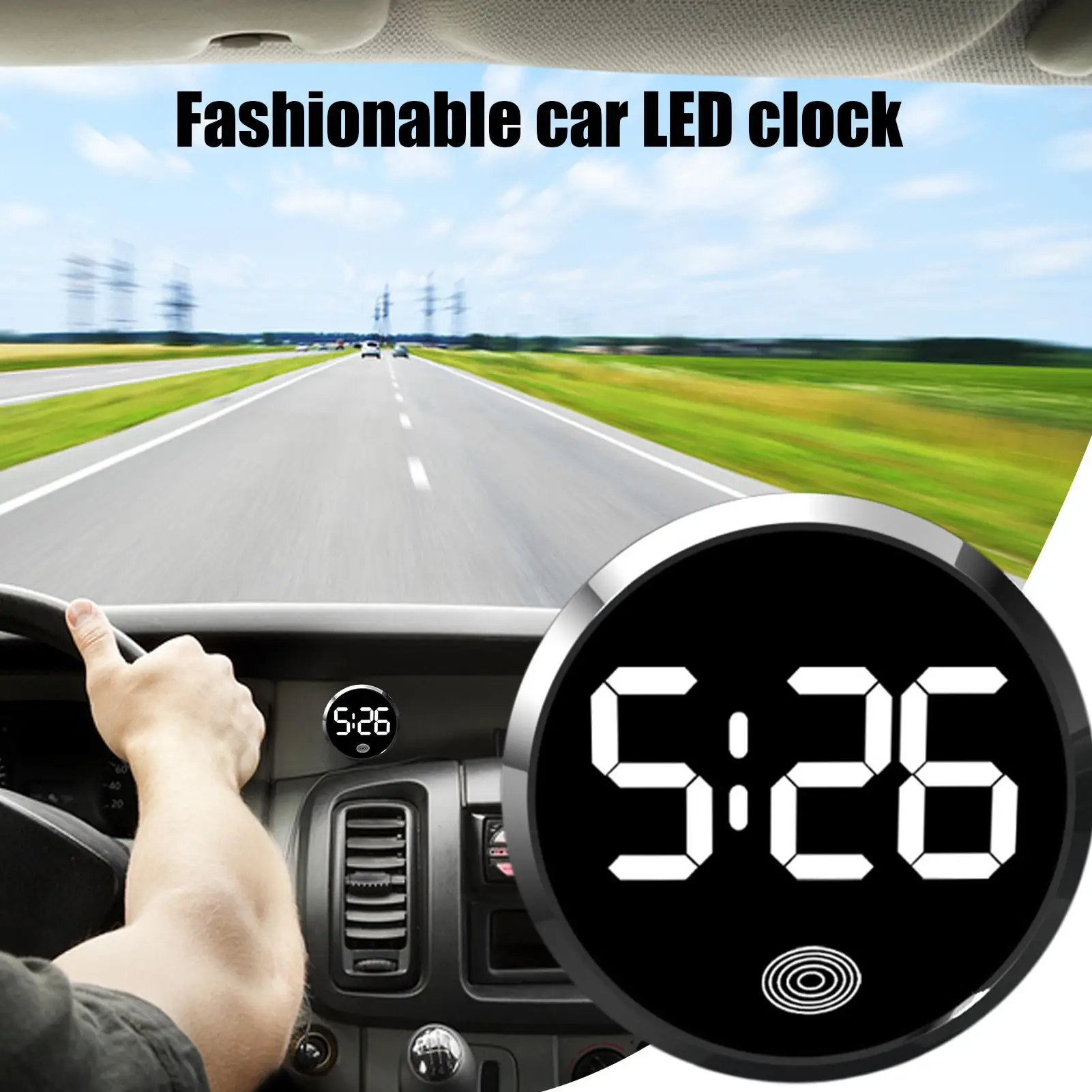 Armaturenbrett-Uhr für Auto, Touch-Control, digitale kleine Uhr, Lichtuhr mit LED-Anzeige für Fahrzeug, Wohnmobil, Zuhause, Reisen, Kühlschrank Image