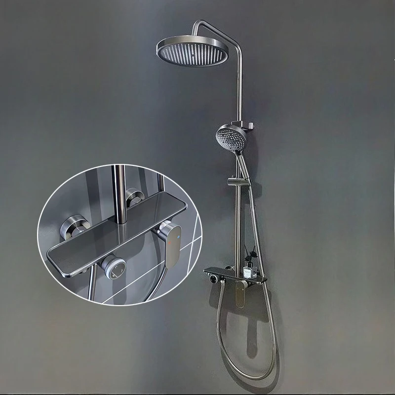 Drei Möglichkeiten Wasser Auslass Knopf Typ Badezimmer Dusche System Heiß Kalt Badezimmer Dusche Wasserhahn Set Niederschlag Druck Dusche Set