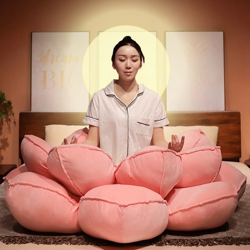 Lotus-Sitzenkissen, blau, bequem, Blumen-Futon-Matte, Füllung, Baumwolle, Bodenmatte, Sofa, große Kissen für Erwachsene, Kinder, Heimdekoration Image