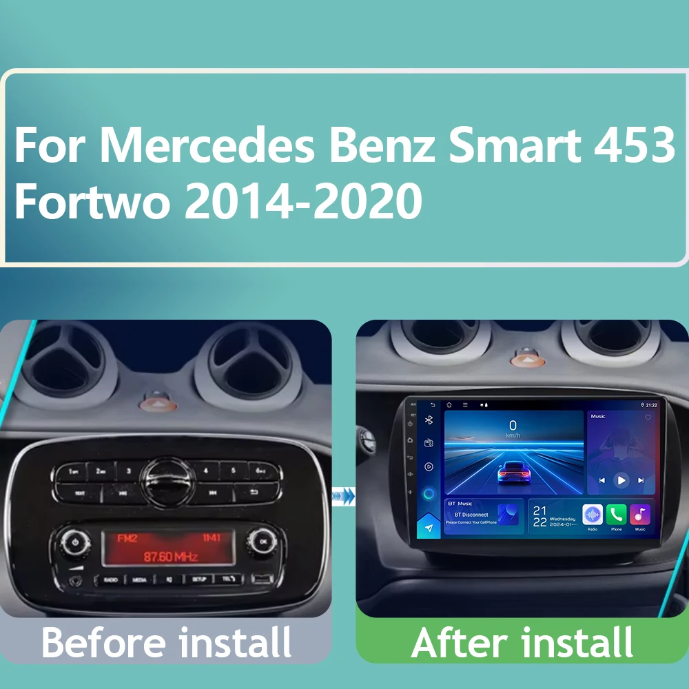 2K WIFI Für Mercedes Benz Smart 453 Fortwo 2014-2020 Android 16 Auto Radio Multimedia Player Auto GPS Navigation Carplay 2din DVD Image