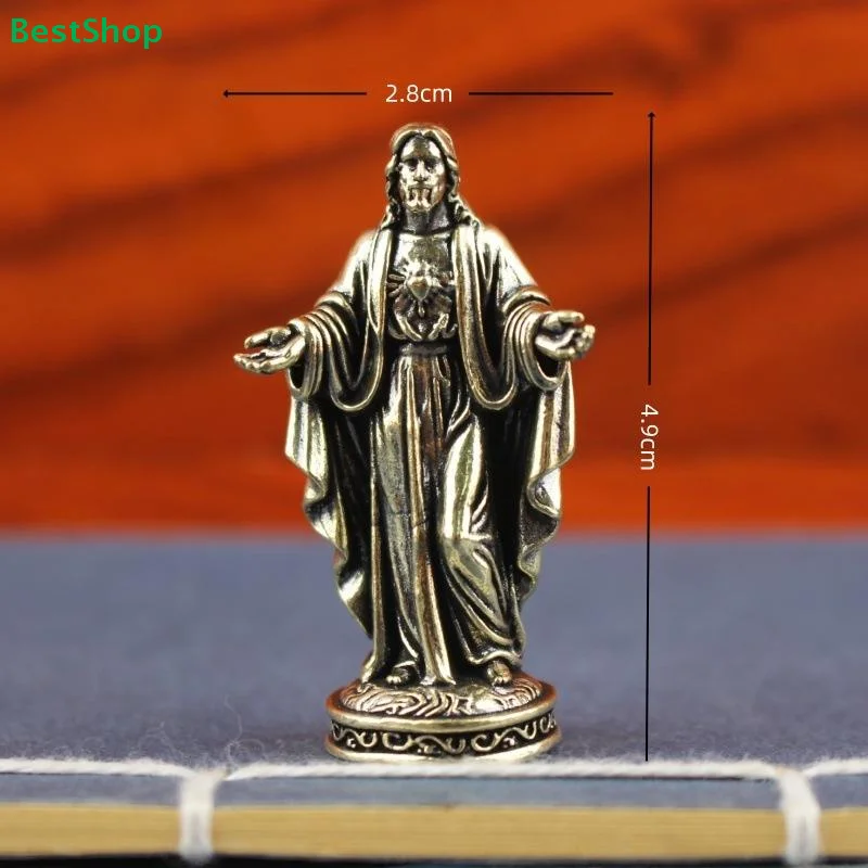 〔R〕Mini-Jesus-Statue | 4,9cm Vintage Messing Religiöse Figur für Heimdekoration & Sammlung Image
