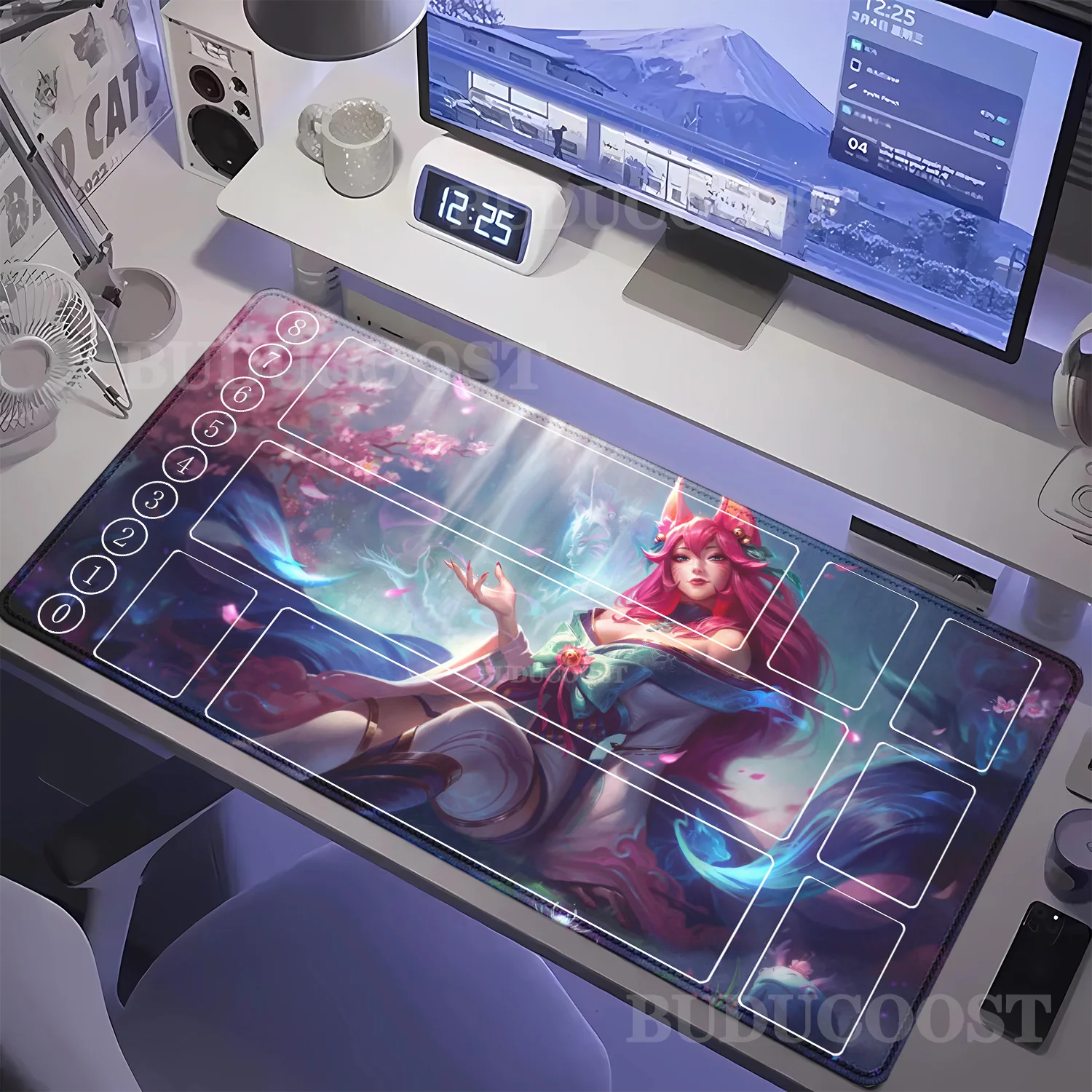 HD-Druck-Spielmatte League of Mouse Pad Legends Riftbound Series TCG LOL Card 600 x 350 mm Büro-Spielmatte mit genähtem Rand für Brettspiele