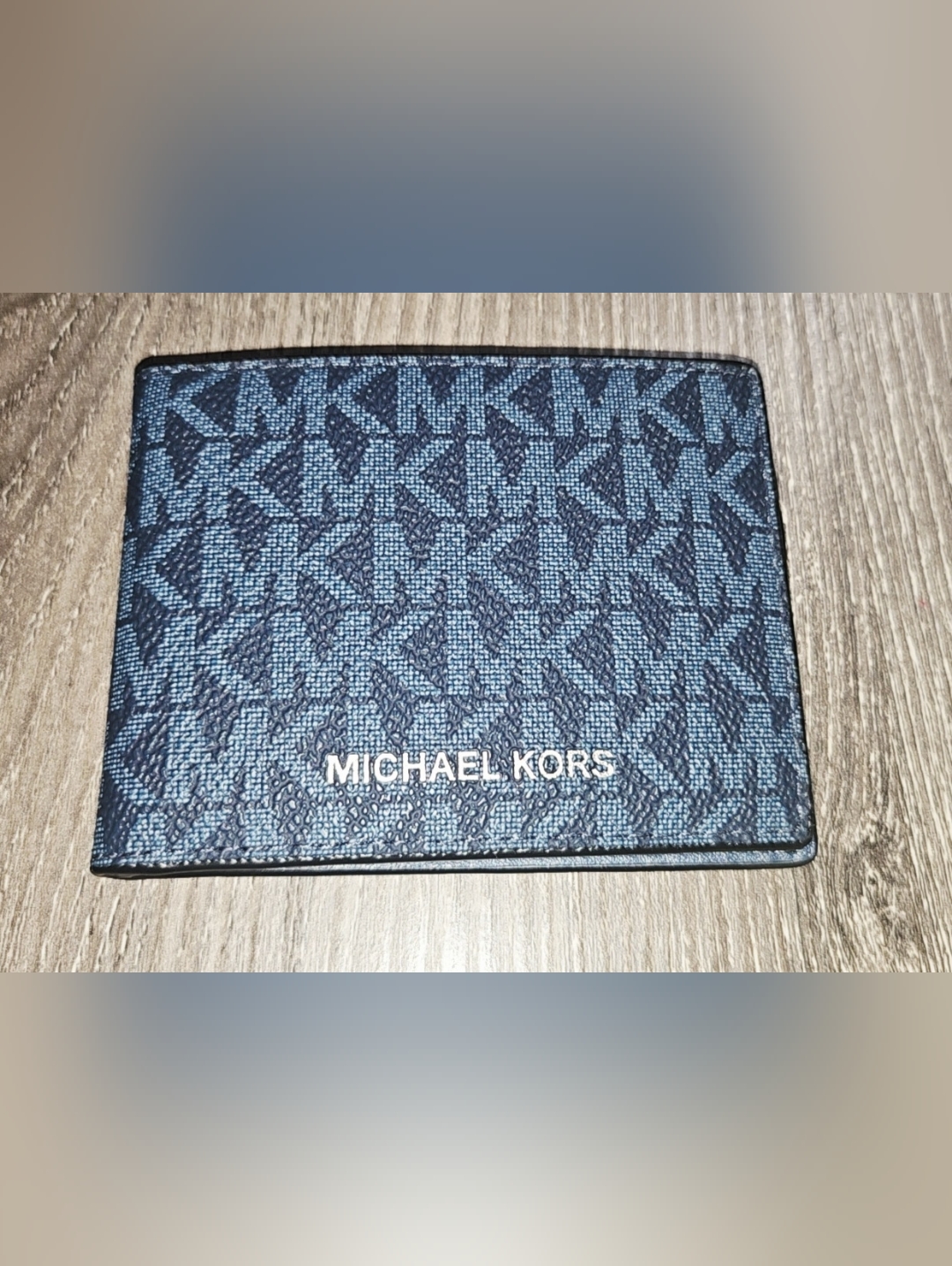 Michael Kors Bags | Authentic Michael Kors Slim Mk Signature Navy Blue Bifold Wallet | Color: Blue | Size: Os