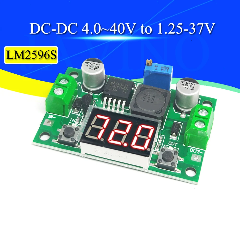 Modulo step down buck DC-DC LM2596S Regolatore di tensione regolabile DC/DC da 4,0 ~ 40 V a 1,25-37 V con voltmetro LED Javino