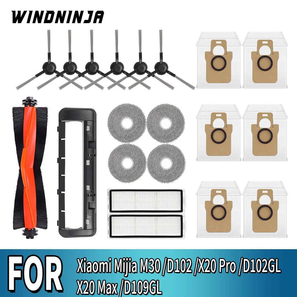 Für Xiaomi Roboterstaubsauger X20 Max D109GL X20 Pro D102GL Mijia M30 D102 Staubbeutel Wischtücher Hauptbürste HEPA-Filter Ersatzteile Image