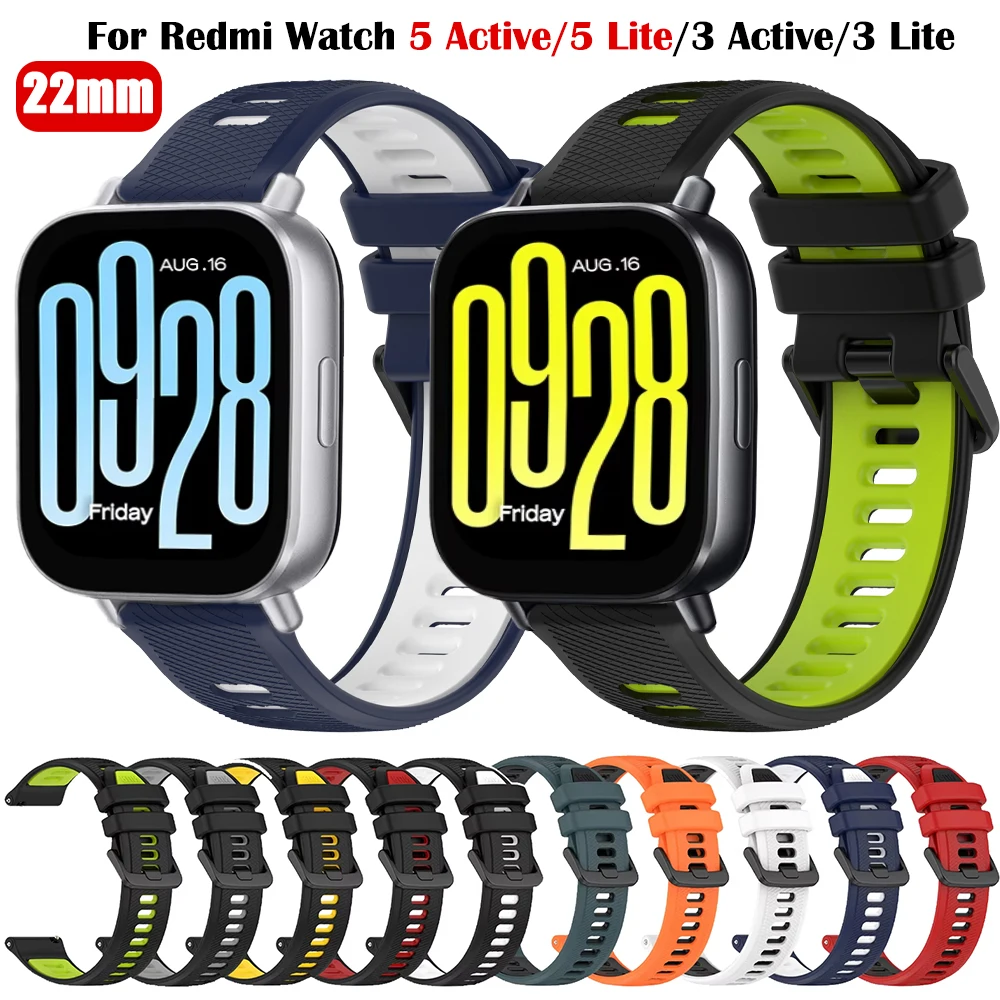 Für Redmi Uhr 5 Aktive/5 Lite 22mm Sport Silikon Ersatz Band Zubehör Für Xiaomi Redmi Uhr 3 Aktive/3 Lite Strap