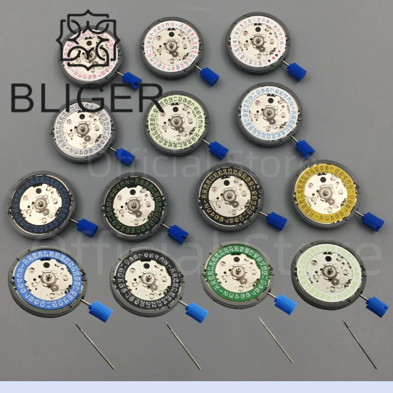 BLIGER GMT NH34-Uhrwerk mit Schwarz, Rot, Poker, Blau, Grün, Gold, Datumsrad, Kalender, 24 Juwelen, hochpräzises Reparaturwerkzeug für Uhren