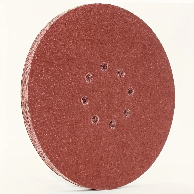10 Stück 225 mm Schleifscheiben mit 8 Löchern. Schleifpapier, 9 Zoll, 225 mm Radlänge, rote Löcher für Trockenbau-Schleifscheiben. Image