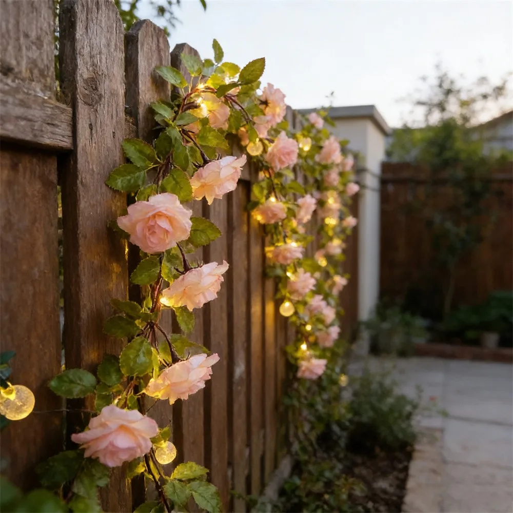 1 Stück 20/50 LED-Lichterkette mit grünen Blättern, batteriebetrieben, Lichterkette für Zuhause, Party, Urlaub, Arrangement, Szene, Außendekoration Image
