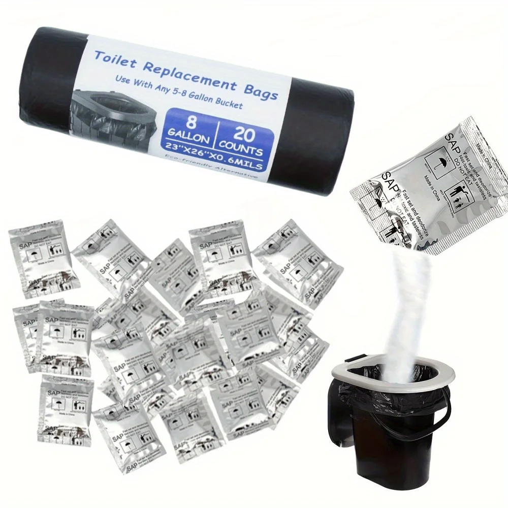 50 Stück Tragbarer Toiletten-Deodorant & Toilettenbeutel-Set, Camping-Toiletten-Geruchsentferner für Reisen & Outdoor