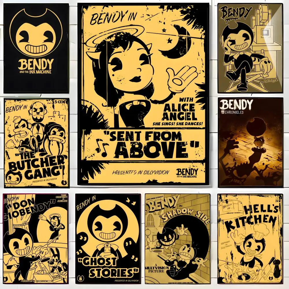 b-Bendy and the Ink Machine Poster, Wandkunstdruck, Poster, dekoratives Wandbild, Heimdekoration, Geschenk, ungerahmt