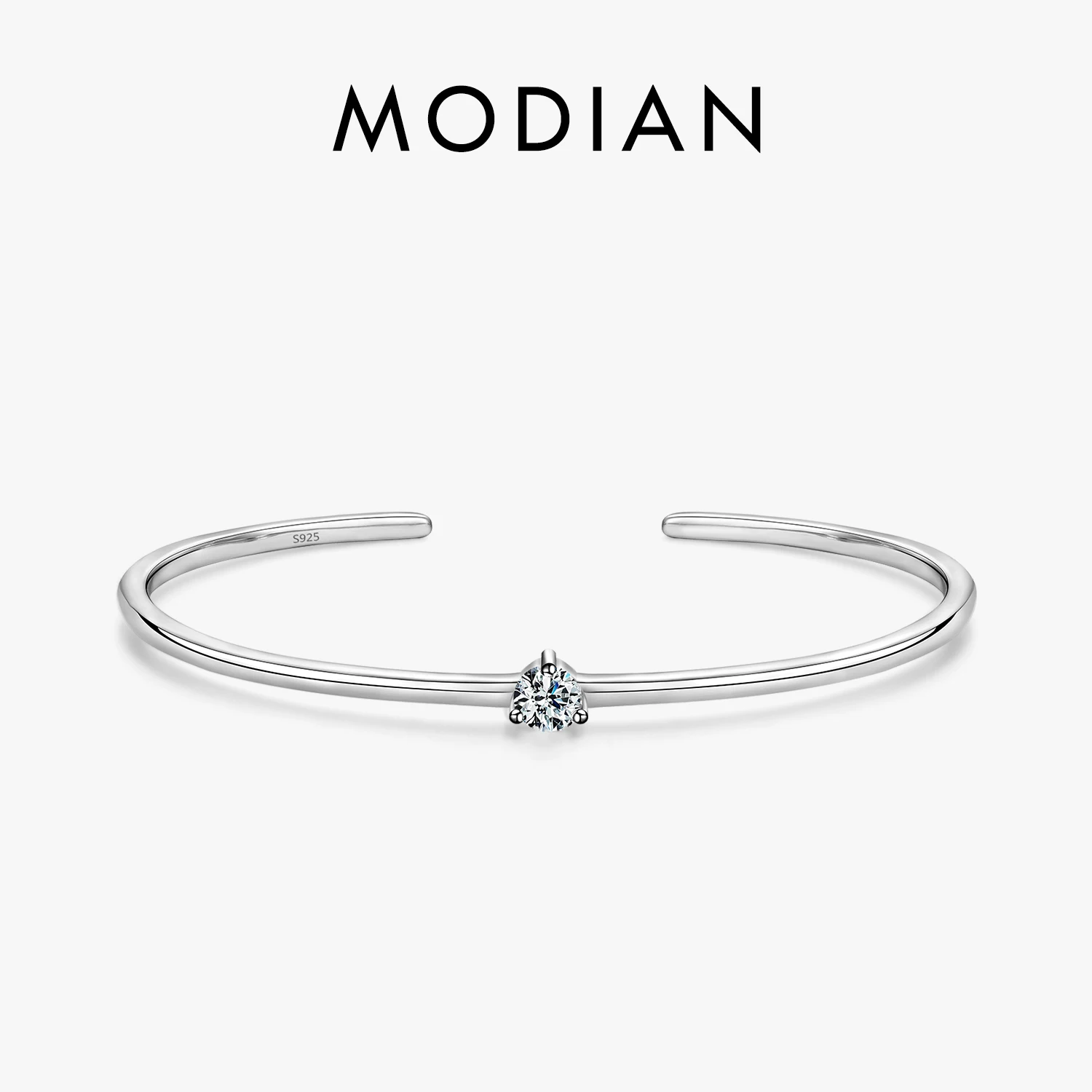 Modian 100% Echt 925 Sterling Silber Runde Klar Zehn Herz CZ Öffnen Armband Für Frauen Edlen Schmuck Charme Einstellbar Armreif geschenke Image
