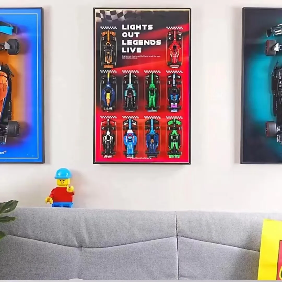 LED-Display-Wandhalterung Geeignet für Lego 77242 Speed Racing Serie F1 Zehn Baustein-Automodelle Wandmontierte Vitrine