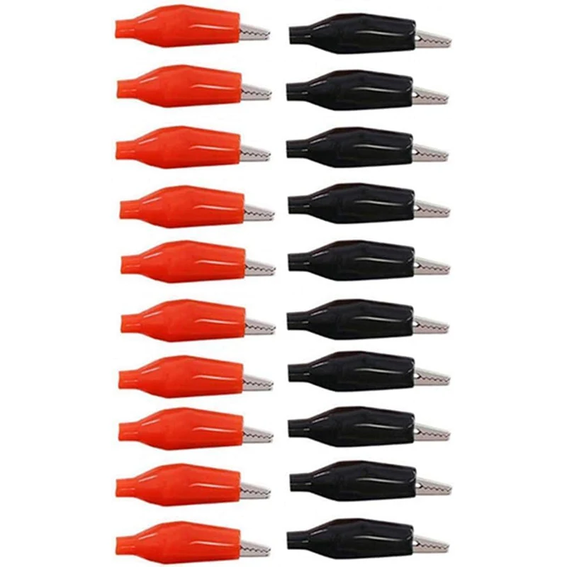 20 Stücke 1,4''/28mm 35mm Krokodilklemmen Schwarz Rot Krokodil Elektrische Testklemmen Jumper Helfer Schutzhülle Isolierung Abdeckung Image