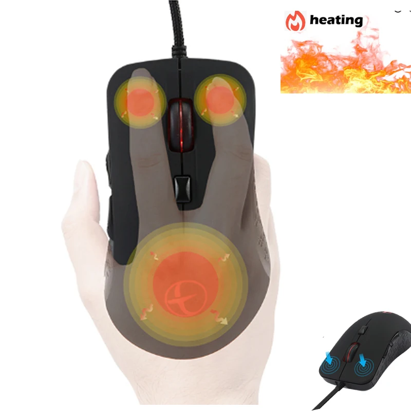 Jomaa Beheizter Mauswärmer für kalten Winter, kabelgebundene Computermäuse, 2400 DPI, verstellbare Gaming-Maus für Gamer, Heizmaus Image