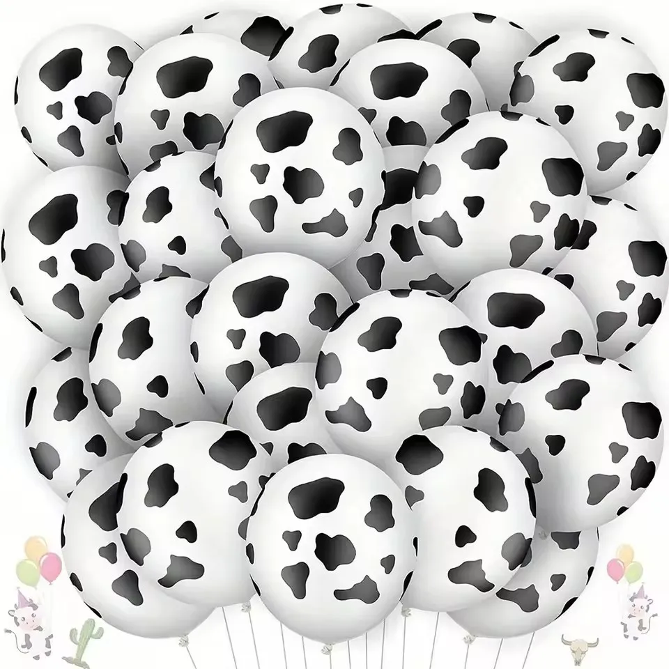 20 Stück Tier-Bedruckte Latexballons Kuh Zebra Leopard Dschungel Luftballons Safari Geburtstagszubehör Kinder Jungen Babyparty Spielzeug Image