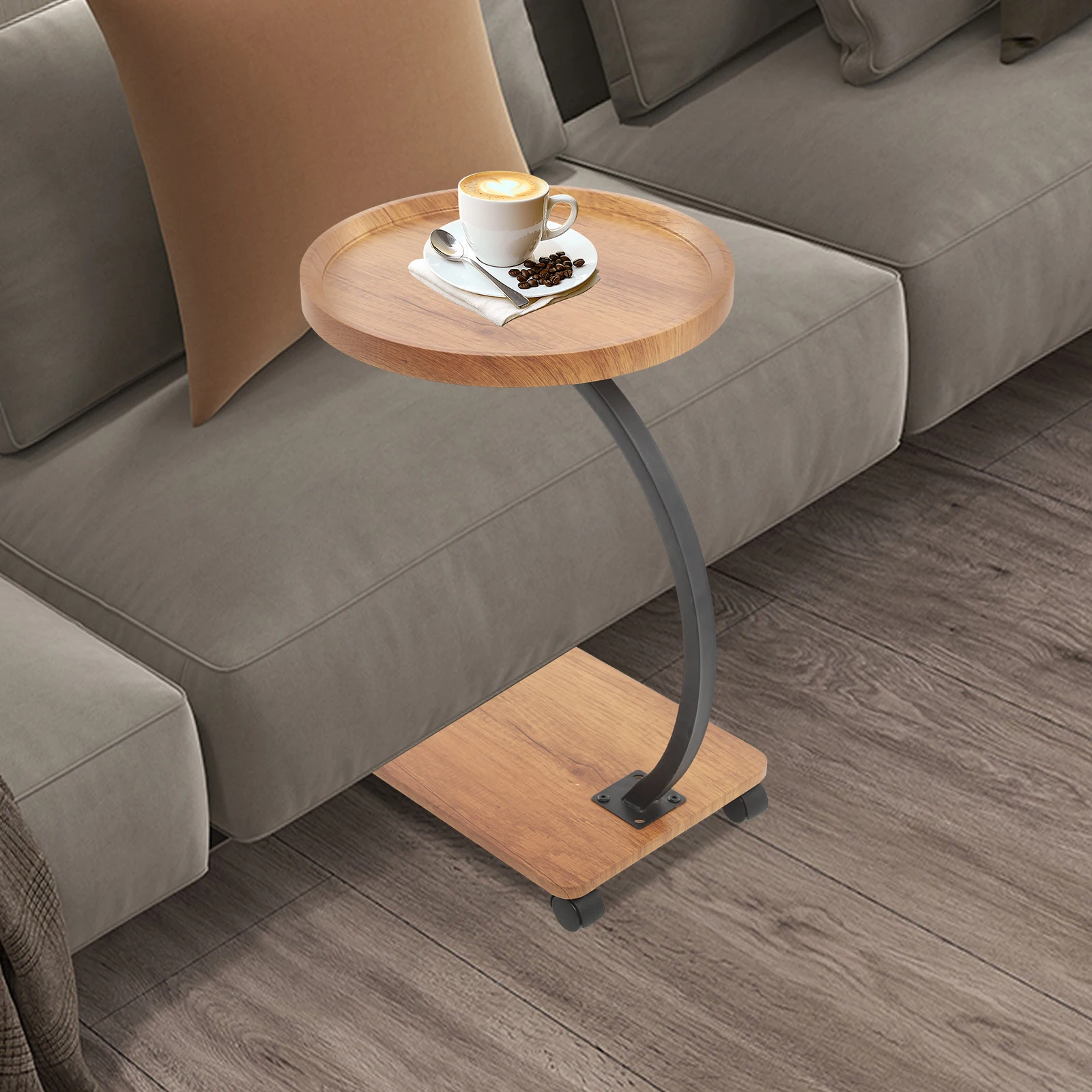 2-stufiger C-förmiger Sofa-Beistelltisch, C-förmiger Endtisch Image