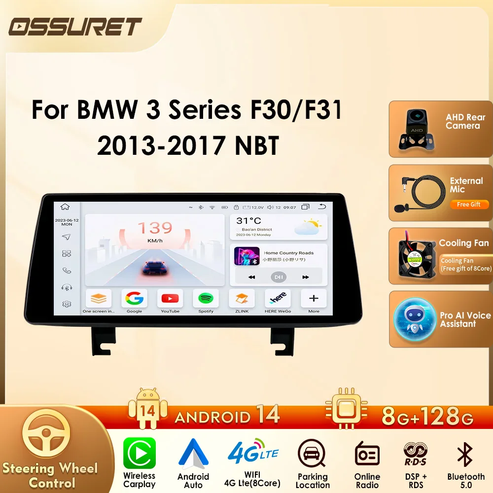 10,25" Android 14 Multimedia Video Player für BMW 3er F30 / F31(2013-2017) NBT Carplay Autoradio Unterstützung Auto Original System Image