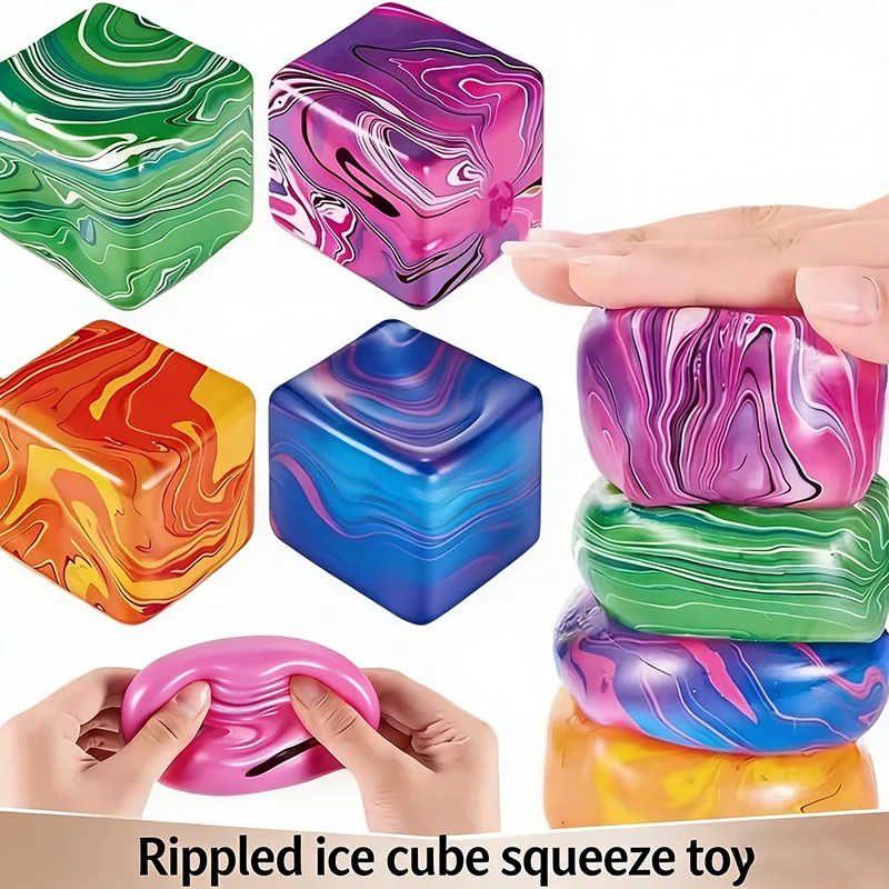 Bunte, mattierte, quadratische, druckreduzierende, zusammendrückbare Eiswürfel aus Maltose, langsam zurückfedernd, Geschenk für Erwachsene, DIY-Zubehör, Bürodekoration Image