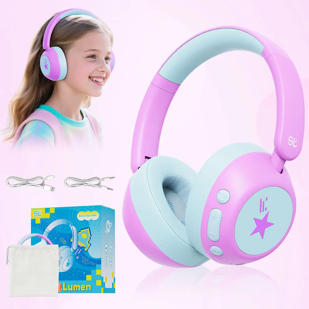 Aktive Geräuschunterdrückende Kopfhörer für Kinder Kleinkinder 70 Stunden Spielzeit, 3-Stufen Lautstärke 75/85/94dB, ANC Kabellose Bluetooth-Ohrhörer Image