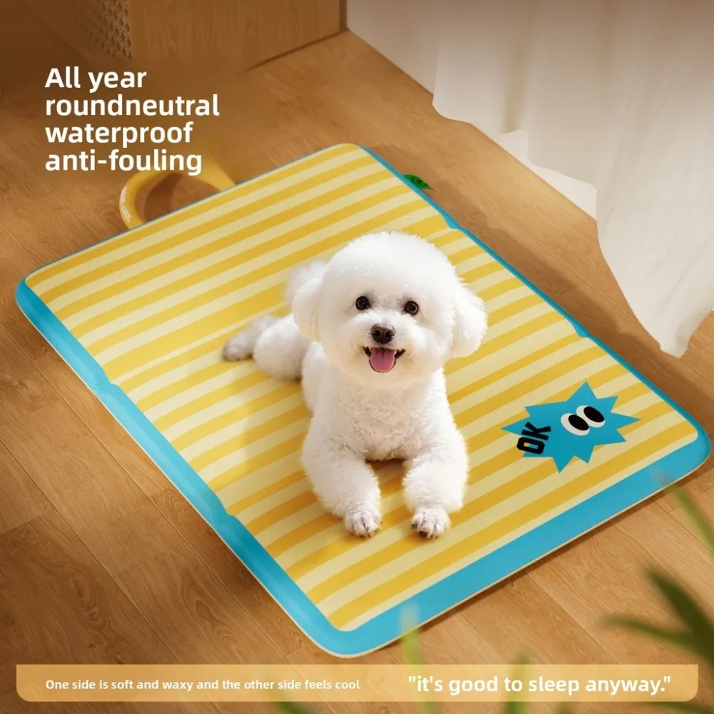Kühlmatte für Haustiere, Sommer-Schlafmatte für Hunde, wasserdichtes, rutschfestes Kühlpad-Design, für Hunde und Katzen, drinnen und draußen, Sommer-Ruhe und Kühlung Image