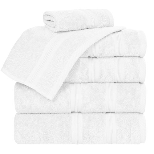 Smart Dry Zero Twist Bath Towel Set Six Piece Set, Six Piece Set, White