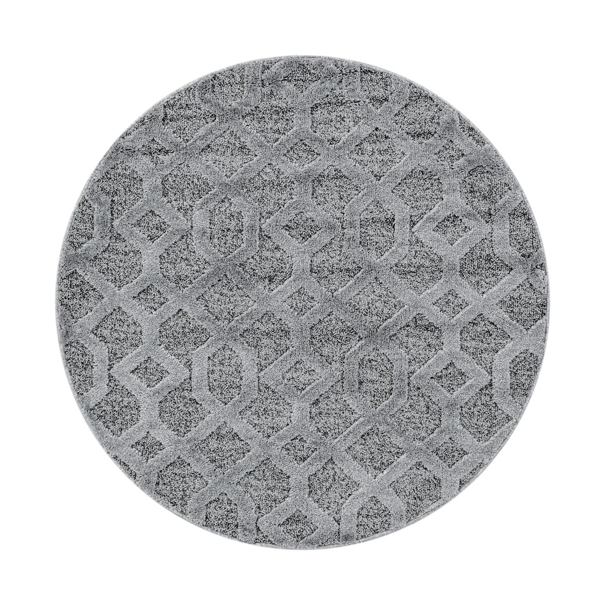 Teppich Esszimmer 3D Geometrisch Modern Waschbar Strapazierfähig Wohnzimmer Pflegeleicht Rund Grau 160x160 cm – GENF von Kadima Design Image