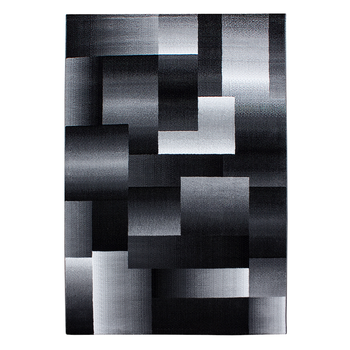 Teppich Wohnzimmer Abstrakt-Karo Pflegeleicht Waschbar Strapazierfähig Schlafzimmer OEKO-TEX Schwarz 140x200 cm – ASPEN von Kadima Design Image