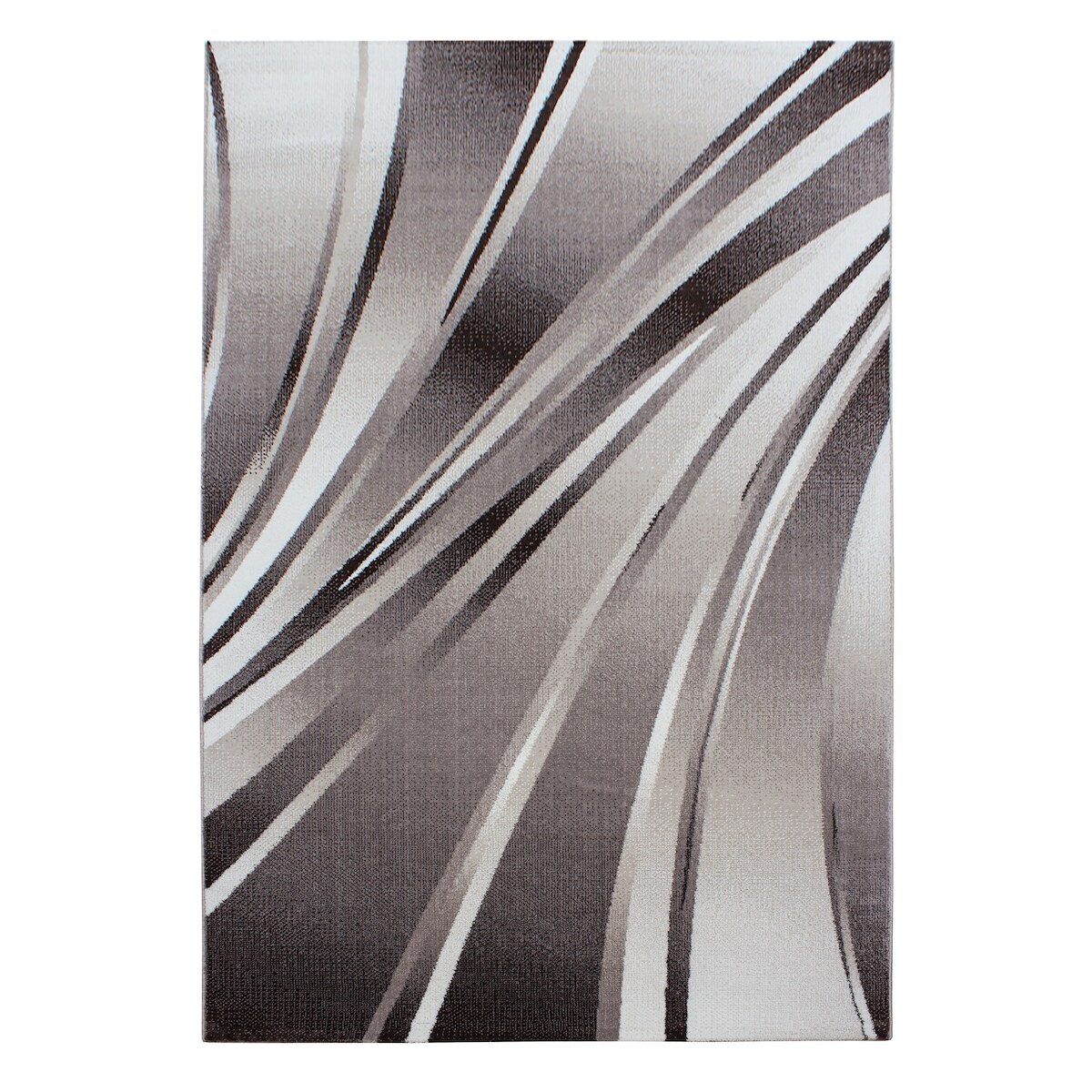Teppich Kurzflor Wellenmuster Modern Waschbar Strapazierfähig Esszimmer Flur OEKO-TEX Braun 240x340 cm Gekettelt – DRAU von Kadima Design Image