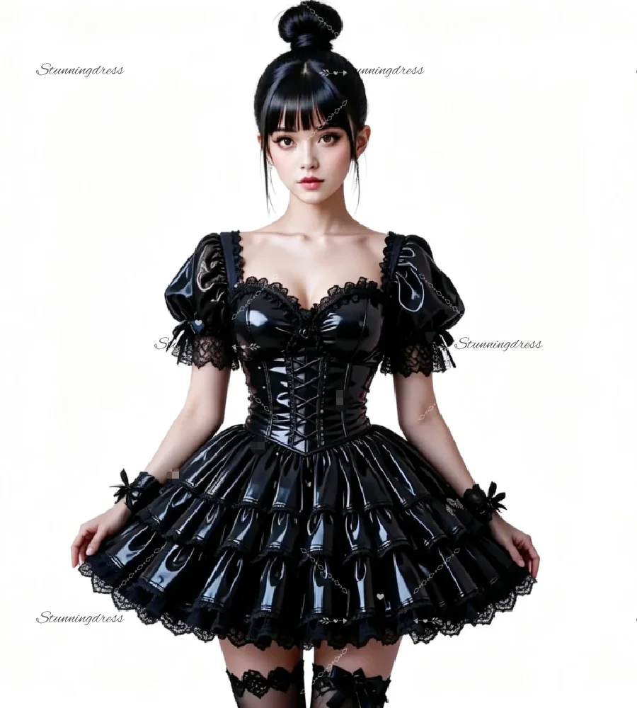 Sexy Black Costume Evening Dress 2026 Vampire Gothic Short Prom Dress Tiered Witchy Cosplay Cocktail Formal Party Gowns Chic