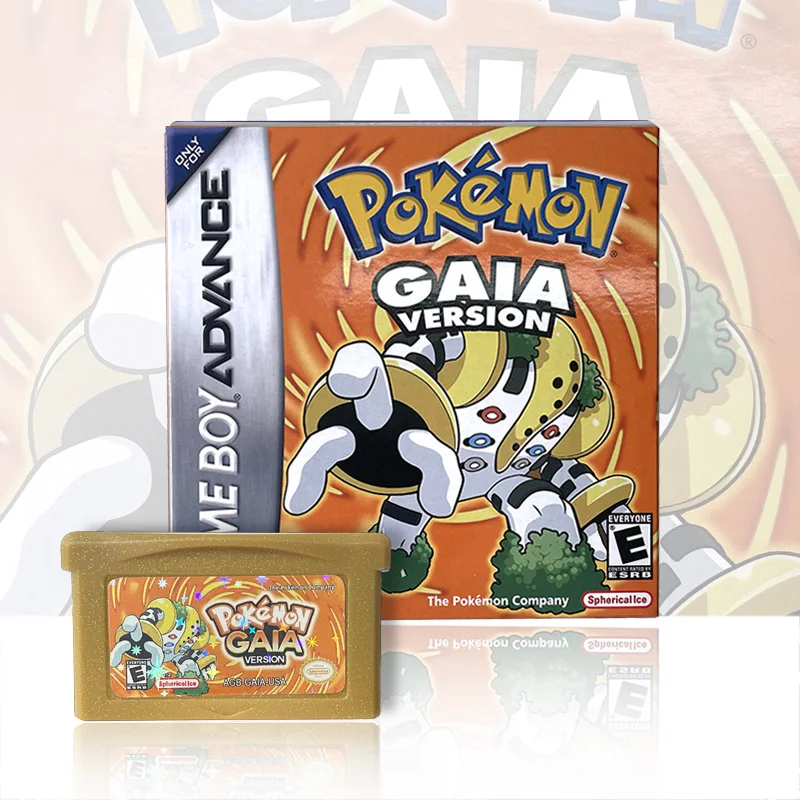 USA ESP PT Version Pokemon gaia 1M Flash cart box trey GBA Game Cartridge Video Game Console Rom Hack English Spanish