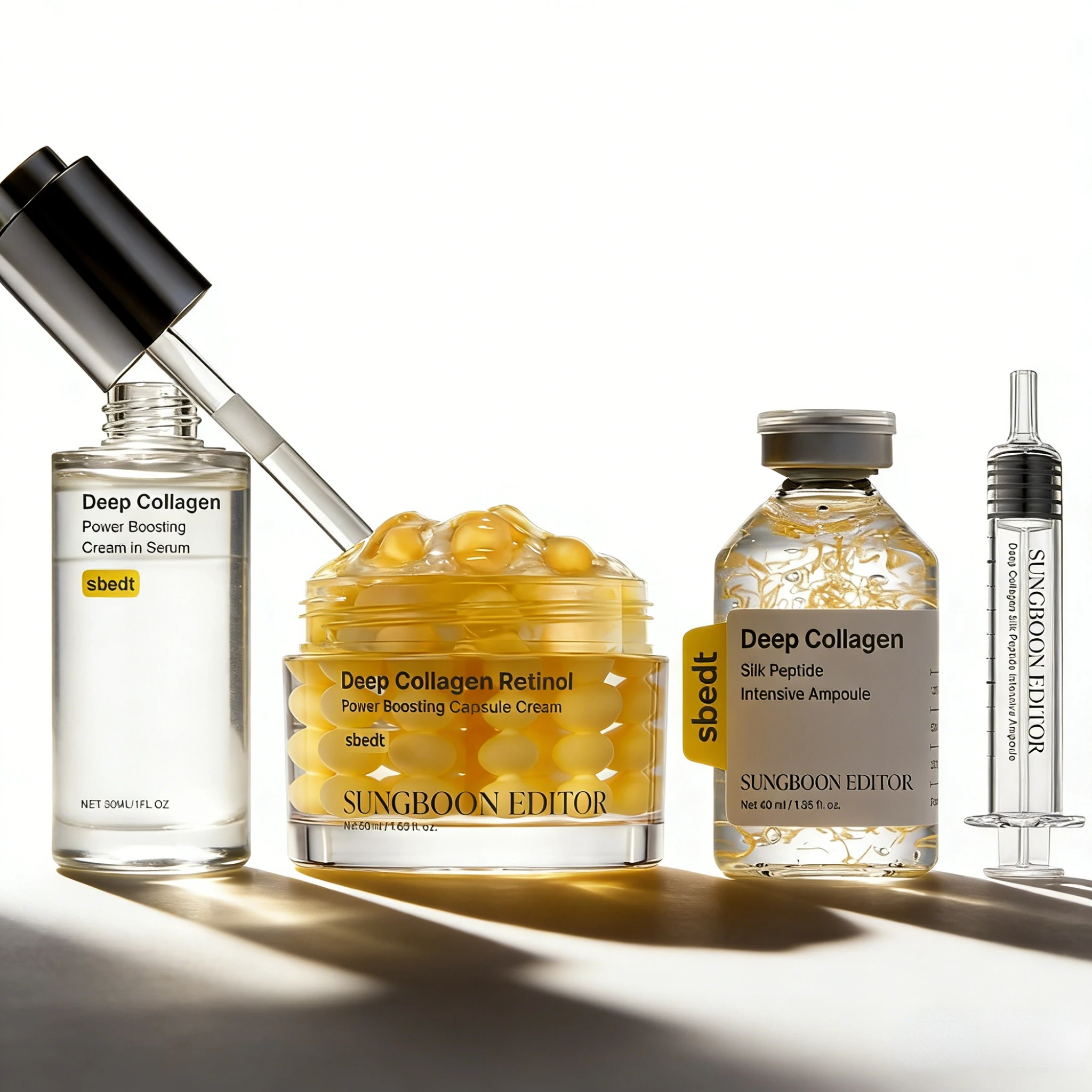 Koreanische Tiefenwirksame Kollagen-Hautpflege - Seidenpeptid-Ampulle, Booster-Serum, Retinol-Kapselcreme, Reduziert Feine Linien, Aufhellend Image