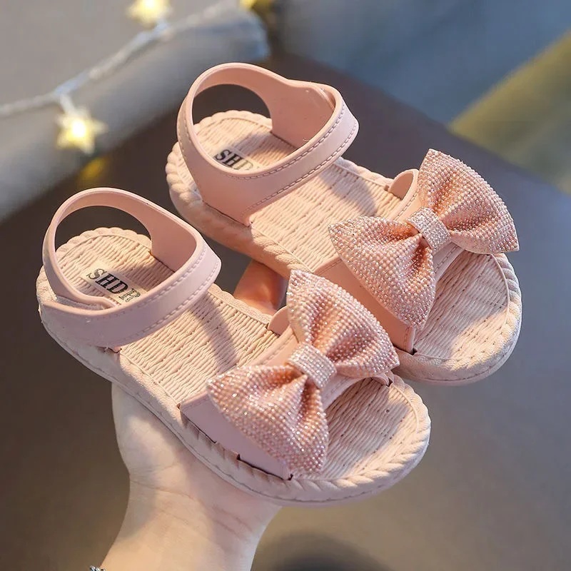 Alias 2023 Sommer Prinzessin Kind Sandalen Fliege Mädchen Schuhe Mode Lässig Rutschfeste Kinder Schuhe Strand Schuhe zapatos niña