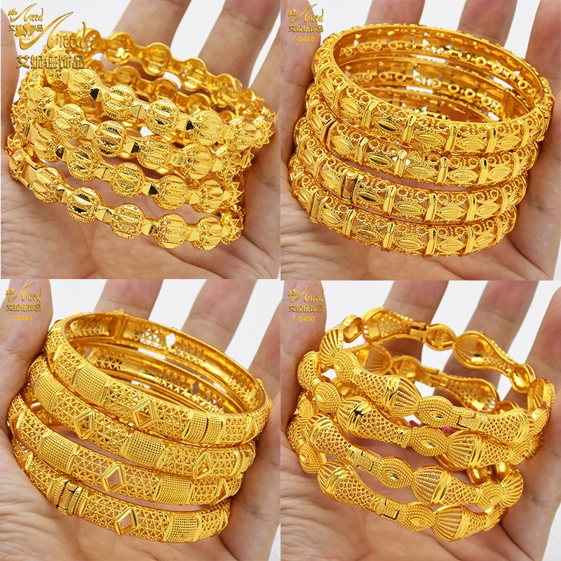 Aniid Luxus Dubai Gold Farbe Armreifen für Frauen 24 Karat vergoldet indische afrikanische Armbänder Charme Hochzeit äthiopischen arabischen Schmuck Image