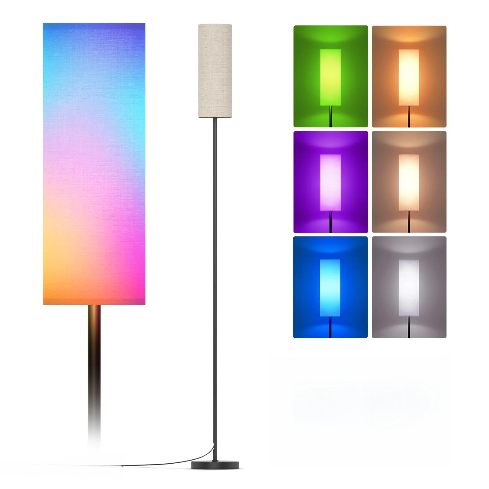 Intelligente LED-Stehlampe, dimmbare Stehlampe für Wohnzimmer, Schlafzimmer, Gaming, LED-Glühbirne mit Lampenschirm, moderne hohe Lampe (weiß)