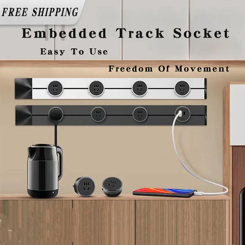 Eingebettete bewegliche Schienensteckdose US/UK/US/Französisch Universal Standard 110–220 V Wandverlängerungssteckdosen Versteckte Stromschienensteckdose Image