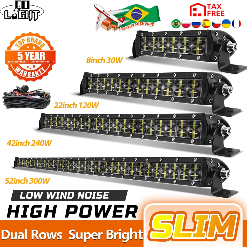 CO LIGHT 8"-52" Zweireihige LED-Lichtleiste Spot Flood Led-Arbeitsleuchte 6D-LED-Leiste 4x4 LKW ATV Autodach Offroad-Fahrlicht 12V 24V