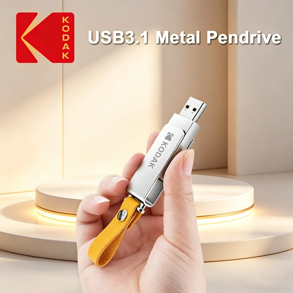 KODAK K133 USB 3.1 Metall-Dreh-Flash-Laufwerk 64GB 128GB 256GB Hochgeschwindigkeits-Stick mit Schlüsselband für Auto, Musik, Geschenk Image